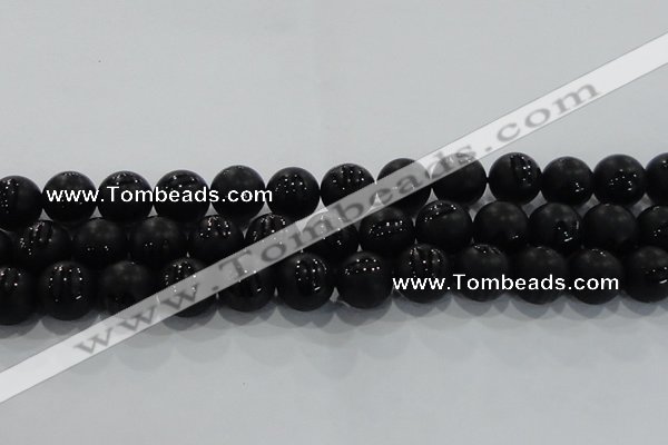 CAG8688 15.5 inches 12mm round matte tibetan agate gemstone beads