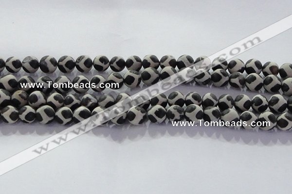 CAG8697 15.5 inches 10mm round matte tibetan agate gemstone beads