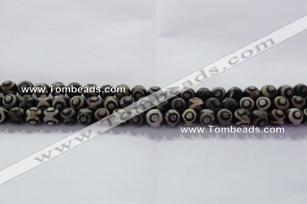 CAG8700 15.5 inches 6mm round matte tibetan agate gemstone beads