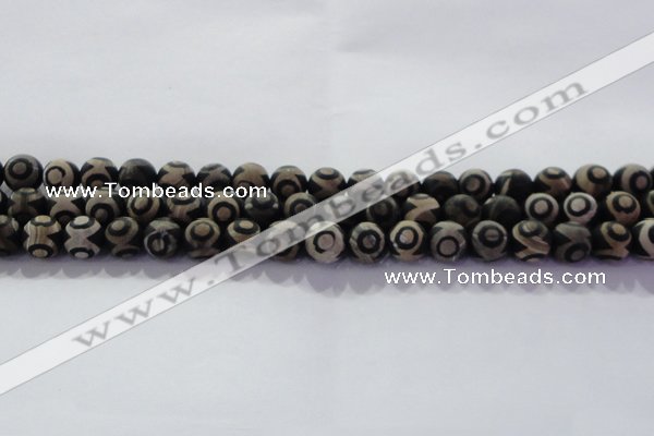 CAG8701 15.5 inches 8mm round matte tibetan agate gemstone beads