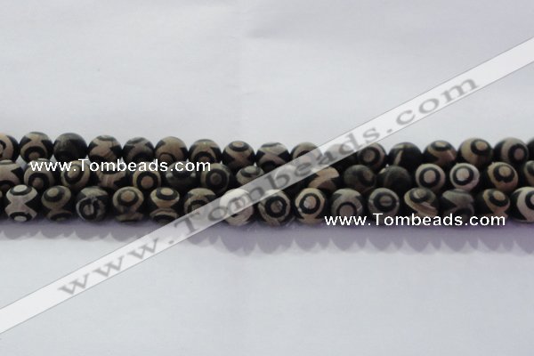 CAG8702 15.5 inches 10mm round matte tibetan agate gemstone beads