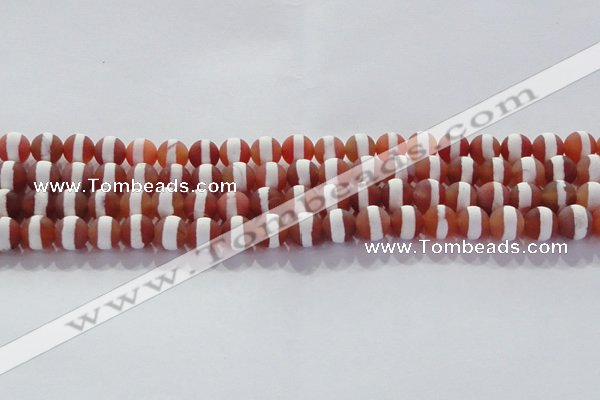 CAG8706 15.5 inches 8mm round matte tibetan agate gemstone beads