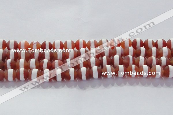 CAG8708 15.5 inches 12mm round matte tibetan agate gemstone beads