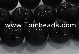 CAG8739 15.5 inches 14mm round matte tibetan agate gemstone beads