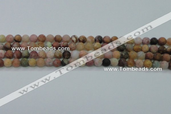 CAG8746 15.5 inches 6mm round matte rainbow agate beads