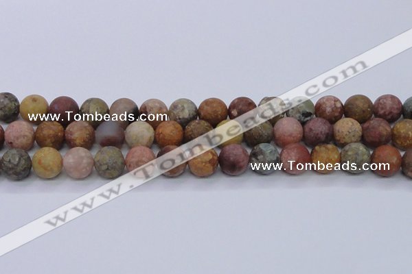 CAG8749 15.5 inches 12mm round matte rainbow agate beads