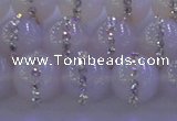 CAG8773 15.5 inches 12mm round agate with rhinestone beads