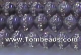 CAG8785 15.5 inches 6mm round agate with rhinestone beads