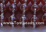 CAG8802 15.5 inches 10mm round agate with rhinestone beads