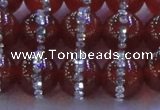 CAG8803 15.5 inches 12mm round agate with rhinestone beads