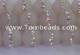 CAG8831 15.5 inches 8mm round matte agate with rhinestone beads