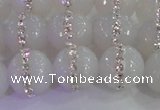 CAG8851 15.5 inches 8mm faceted round agate with rhinestone beads