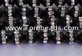 CAG8855 15.5 inches 6mm faceted round agate with rhinestone beads