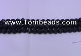 CAG8873 15.5 inches 10mm round matte black line agate beads