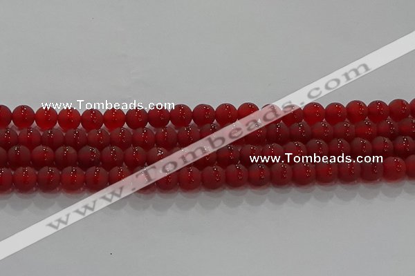 CAG8901 15.5 inches 6mm round matte red agate beads wholesale