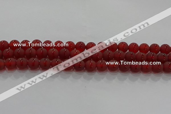 CAG8902 15.5 inches 8mm round matte red agate beads wholesale