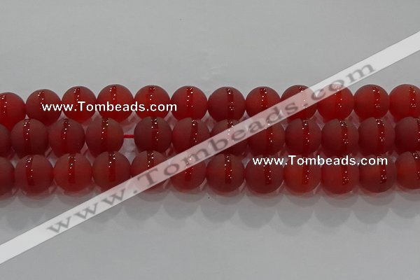 CAG8904 15.5 inches 12mm round matte red agate beads wholesale