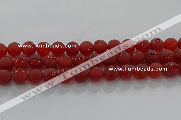 CAG8908 15.5 inches 8mm round matte red agate beads wholesale