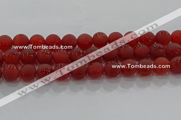 CAG8909 15.5 inches 10mm round matte red agate beads wholesale