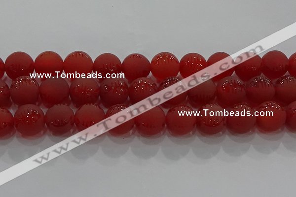 CAG8910 15.5 inches 12mm round matte red agate beads wholesale