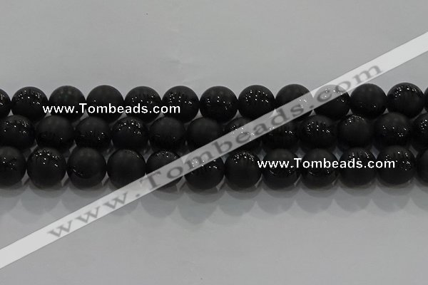 CAG8920 15.5 inches 8mm round matte black agate beads wholesale