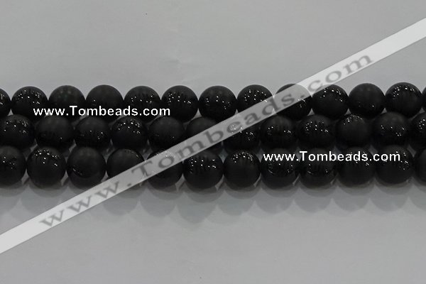 CAG8921 15.5 inches 10mm round matte black agate beads wholesale