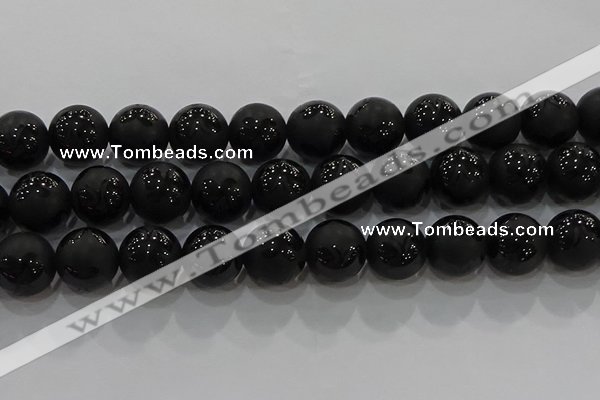 CAG8928 15.5 inches 12mm round matte black agate beads wholesale