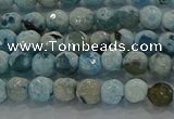 CAG8936 15.5 inches 4mm faceted round fire crackle agate beads