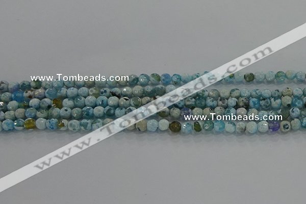 CAG8936 15.5 inches 4mm faceted round fire crackle agate beads