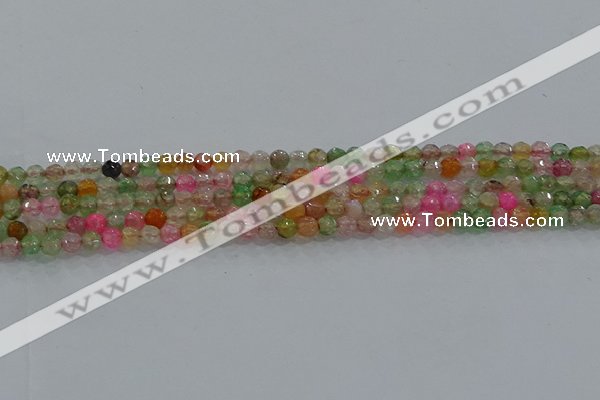 CAG8938 15.5 inches 4mm faceted round fire crackle agate beads