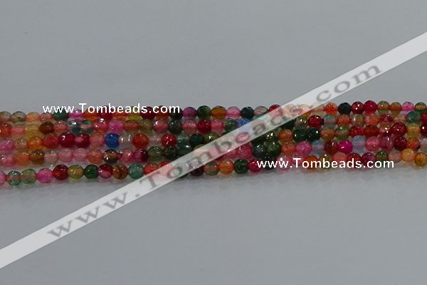 CAG8940 15.5 inches 4mm faceted round fire crackle agate beads