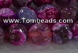 CAG8942 15.5 inches 8mm faceted round fire crackle agate beads