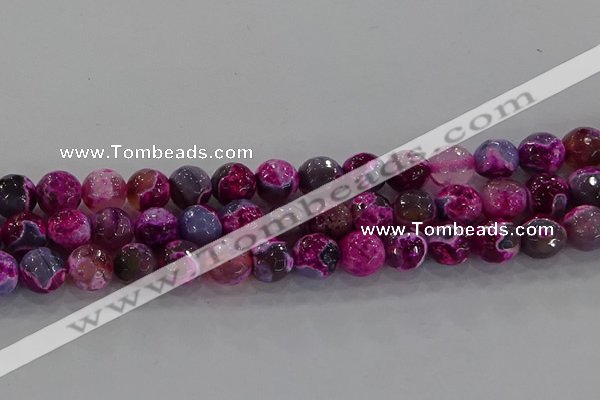 CAG8942 15.5 inches 8mm faceted round fire crackle agate beads