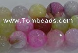 CAG8949 15.5 inches 8mm faceted round fire crackle agate beads