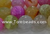 CAG8951 15.5 inches 12mm faceted round fire crackle agate beads