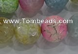 CAG8952 15.5 inches 14mm faceted round fire crackle agate beads