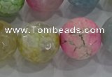 CAG8953 15.5 inches 16mm faceted round fire crackle agate beads