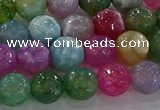 CAG8956 15.5 inches 8mm faceted round fire crackle agate beads