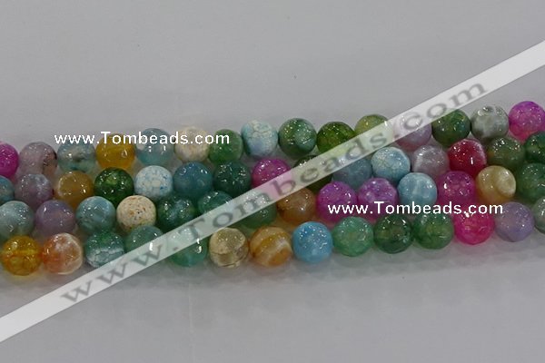 CAG8957 15.5 inches 10mm faceted round fire crackle agate beads