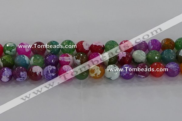 CAG8958 15.5 inches 12mm faceted round fire crackle agate beads