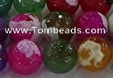 CAG8959 15.5 inches 14mm faceted round fire crackle agate beads