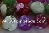 CAG8960 15.5 inches 16mm faceted round fire crackle agate beads