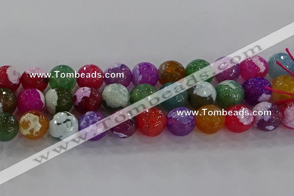 CAG8960 15.5 inches 16mm faceted round fire crackle agate beads