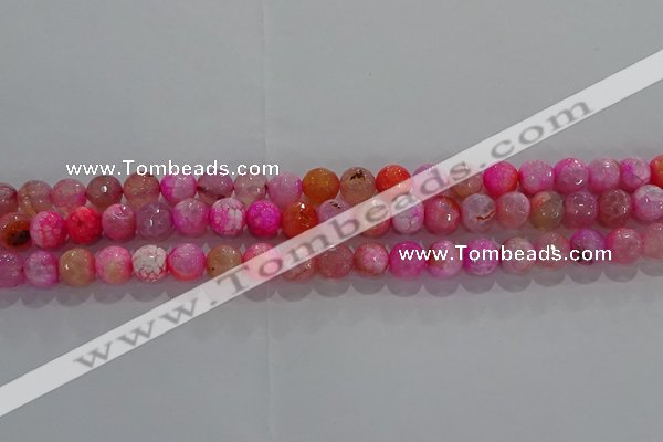 CAG8962 15.5 inches 4mm faceted round fire crackle agate beads