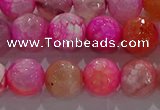 CAG8964 15.5 inches 8mm faceted round fire crackle agate beads