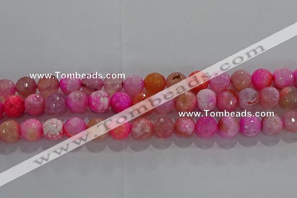 CAG8964 15.5 inches 8mm faceted round fire crackle agate beads