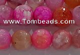 CAG8965 15.5 inches 10mm faceted round fire crackle agate beads