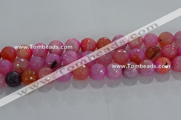 CAG8966 15.5 inches 12mm faceted round fire crackle agate beads