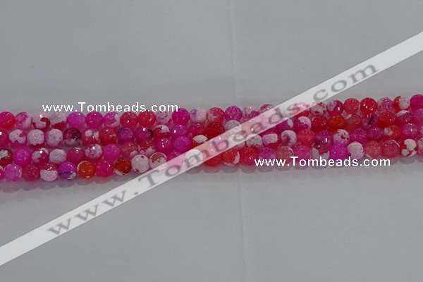 CAG8970 15.5 inches 4mm faceted round fire crackle agate beads