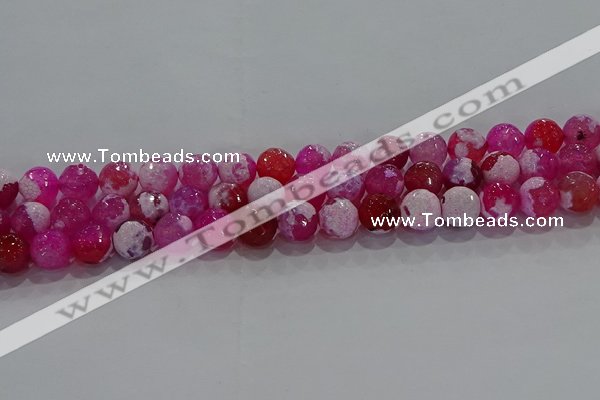 CAG8972 15.5 inches 8mm faceted round fire crackle agate beads